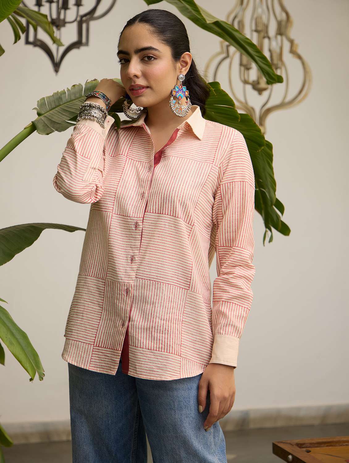 women striped long sleeve regular fit shirt