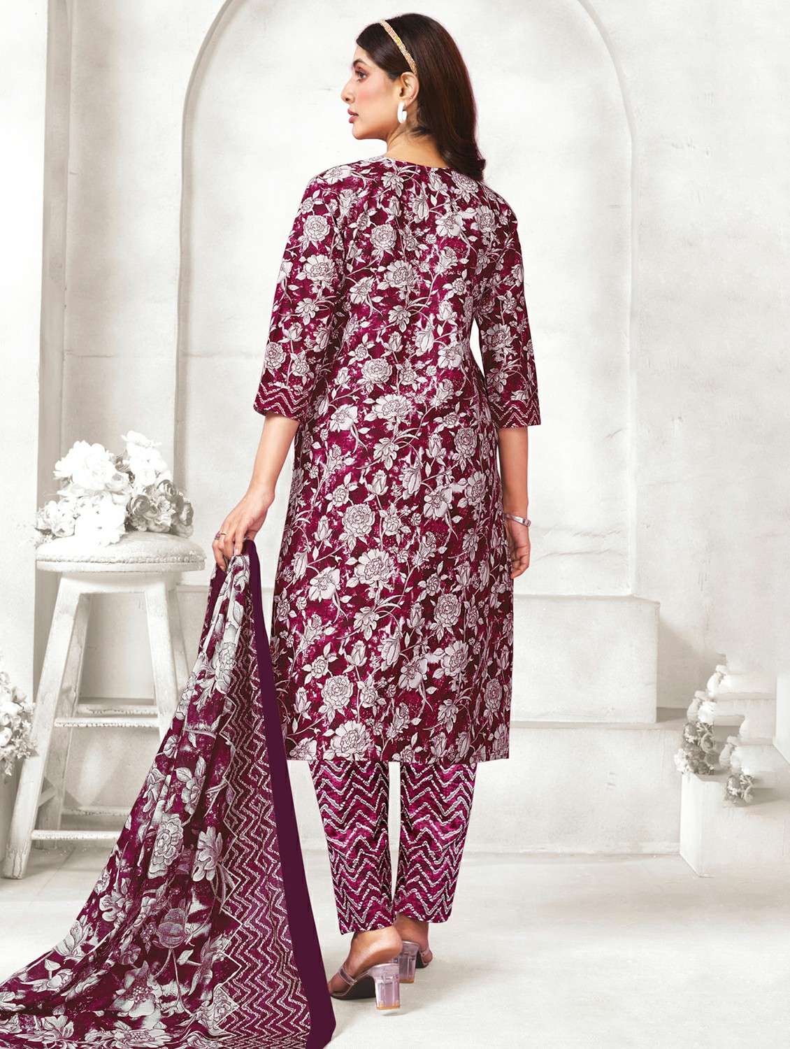 women floral printed three quarter sleeve kurta pant with dupatta set - 22185117 -  Standard Image - 1