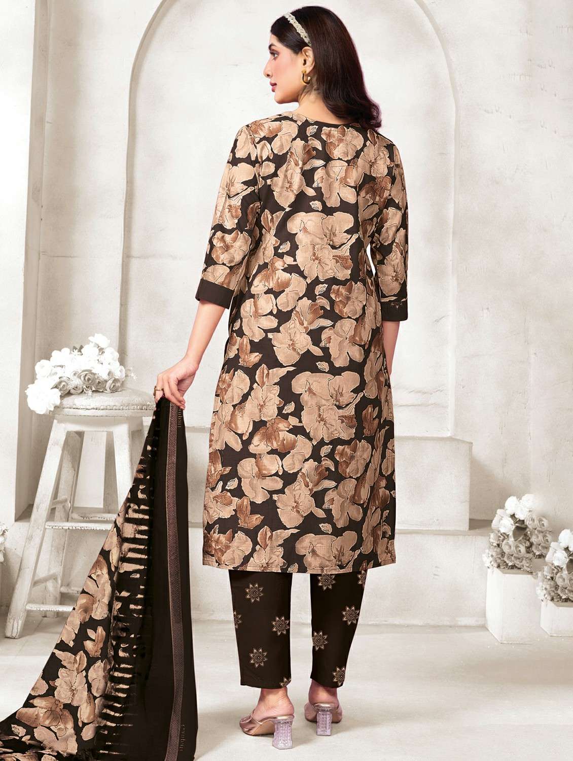 women floral printed three quarter sleeve kurta pant with dupatta set - 22185124 -  Standard Image - 1