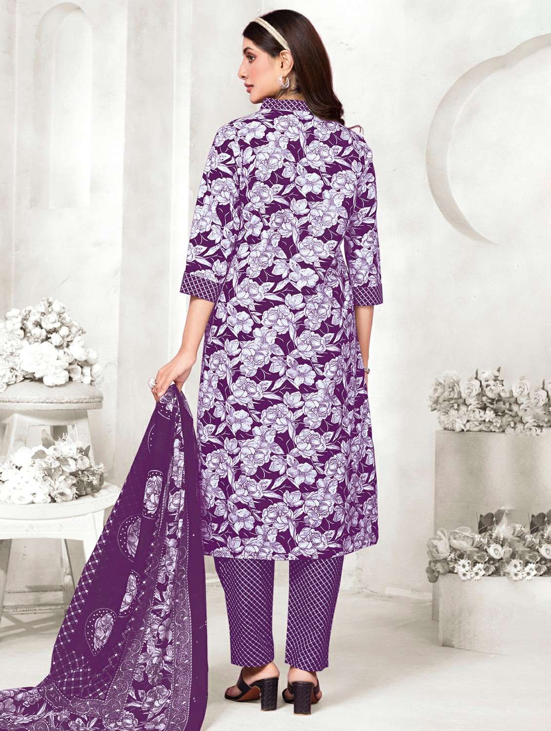 women floral printed three quarter sleeve kurta pant with dupatta set - 22185130 -  Standard Image - 1