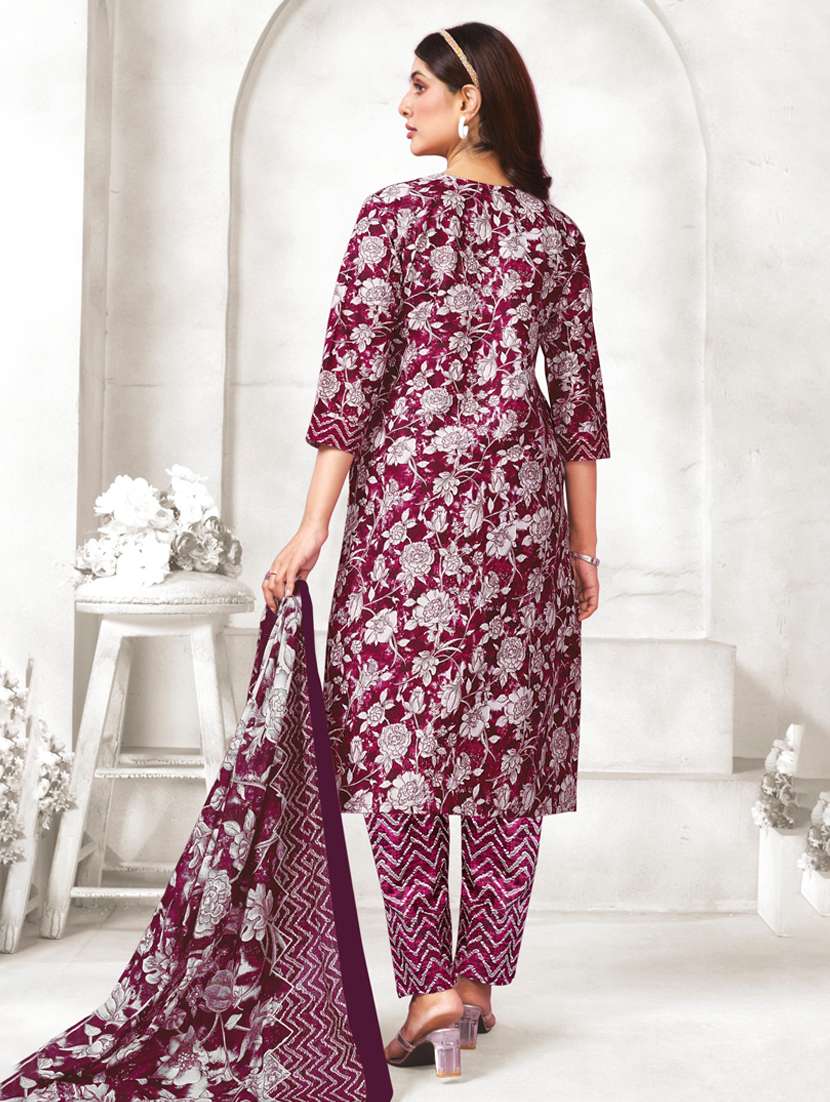 women floral printed three quarter sleeve kurta pant with dupatta set - 22185132 -  Standard Image - 1