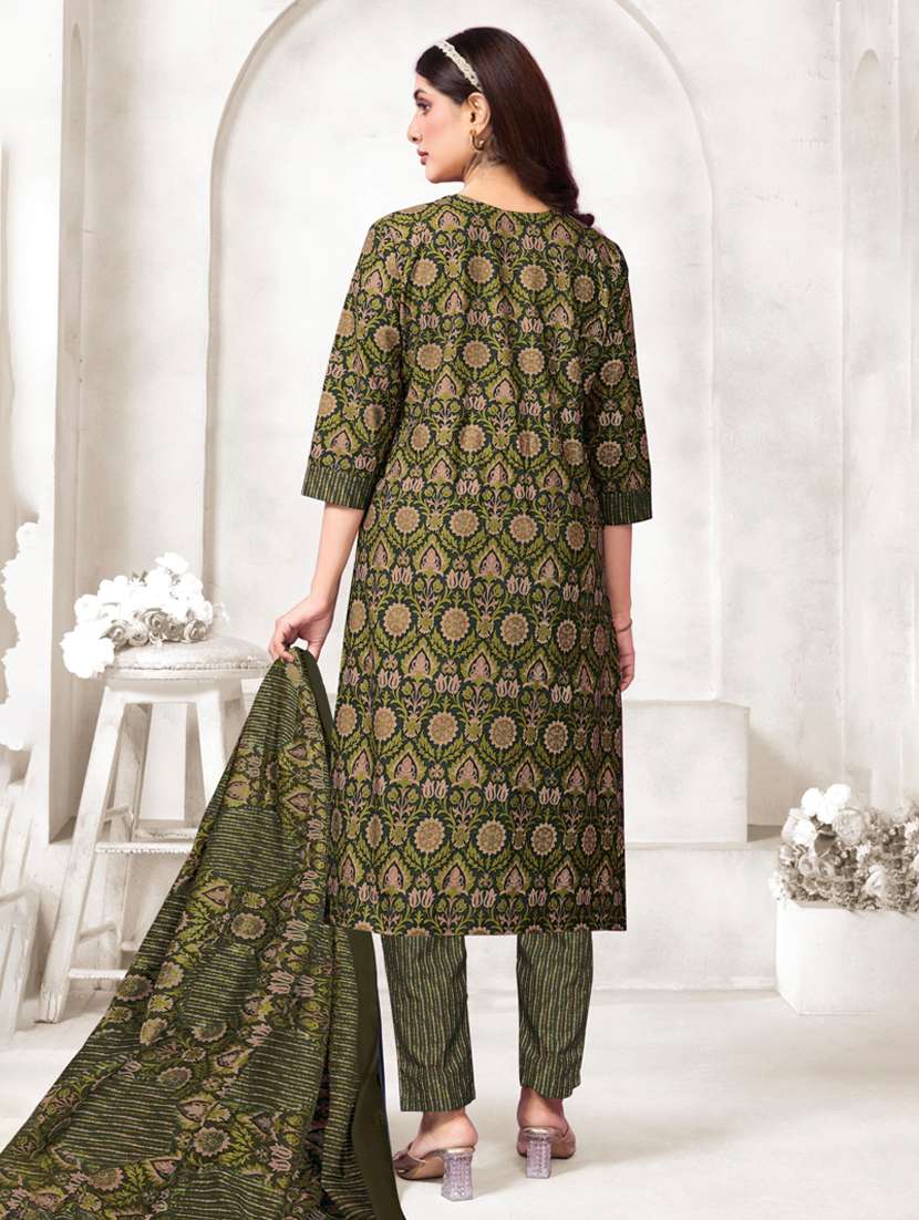 women printed three quarter sleeve kurta pant with dupatta set - 22185137 -  Standard Image - 1