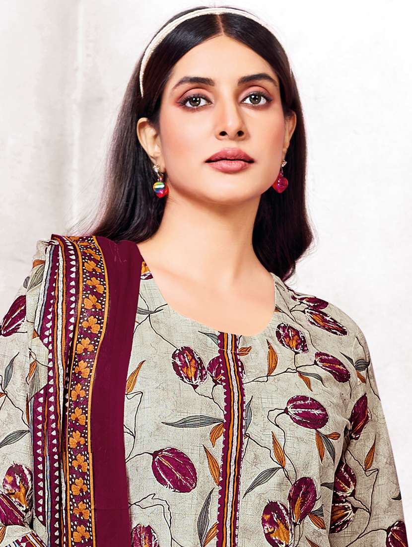 women printed three quarter sleeve kurta pant with dupatta set - 22185144 -  Standard Image - 1