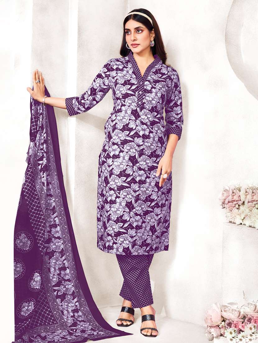 women floral printed three quarter sleeve kurta pant with dupatta set