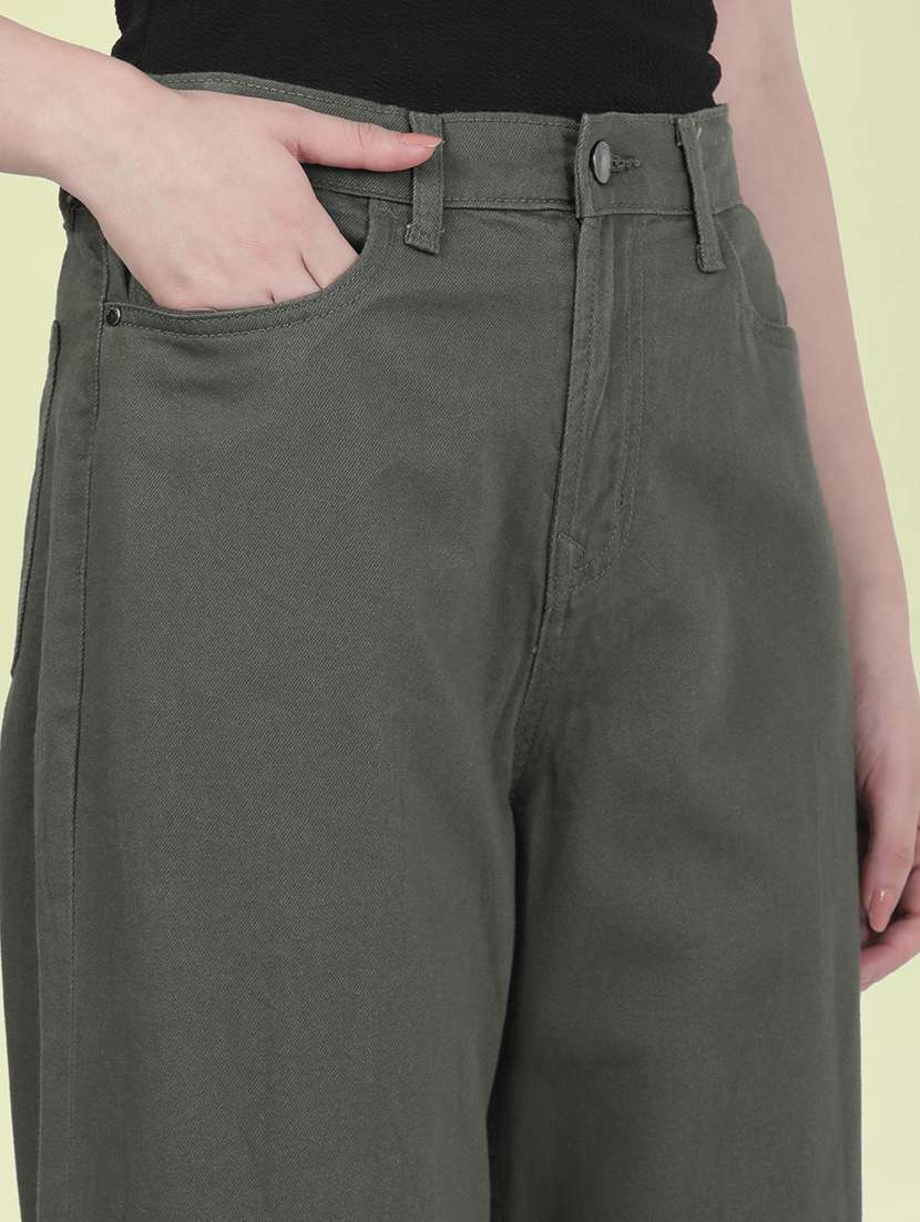 women plain high rise wide leg jeans - 22185267 -  Standard Image - 1