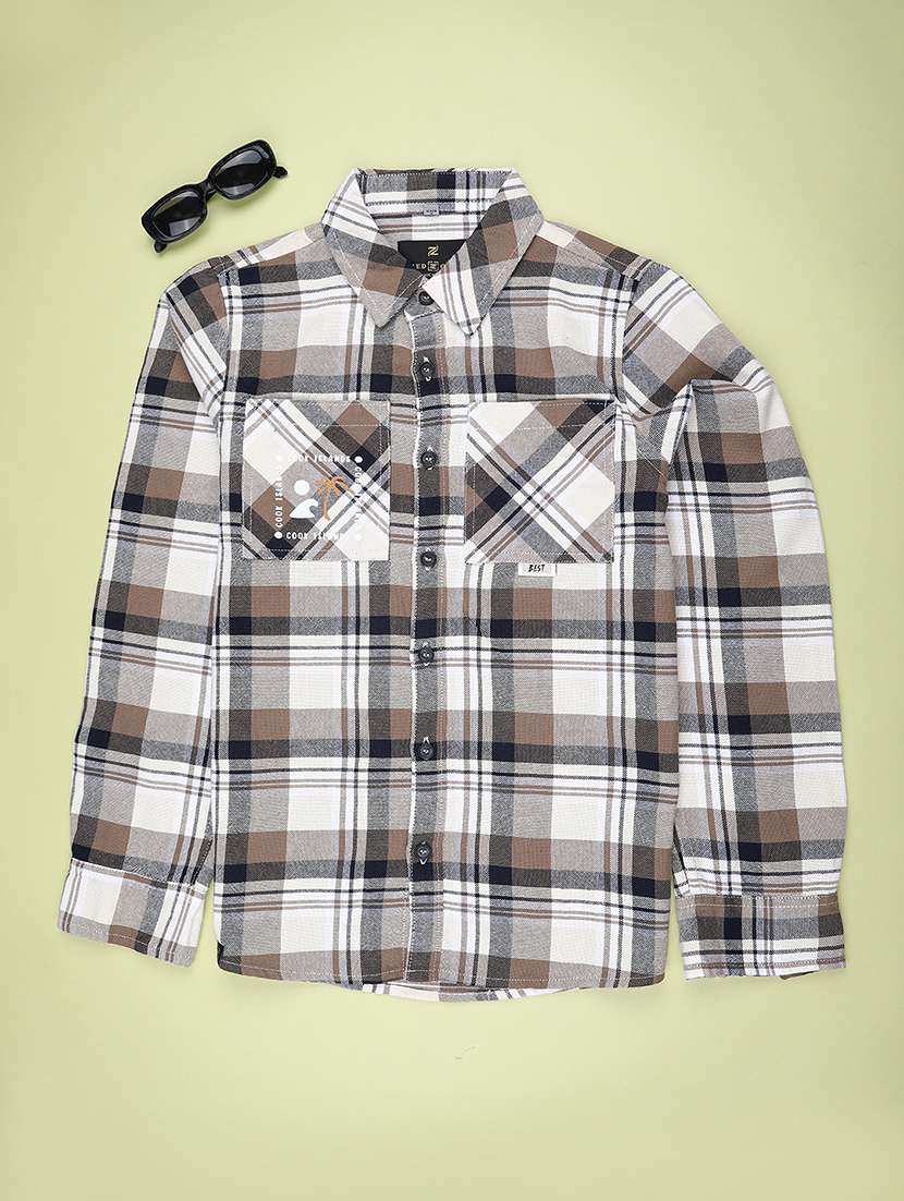 boys checkered long sleeve casual shirt - 22185348 -  Standard Image - 1