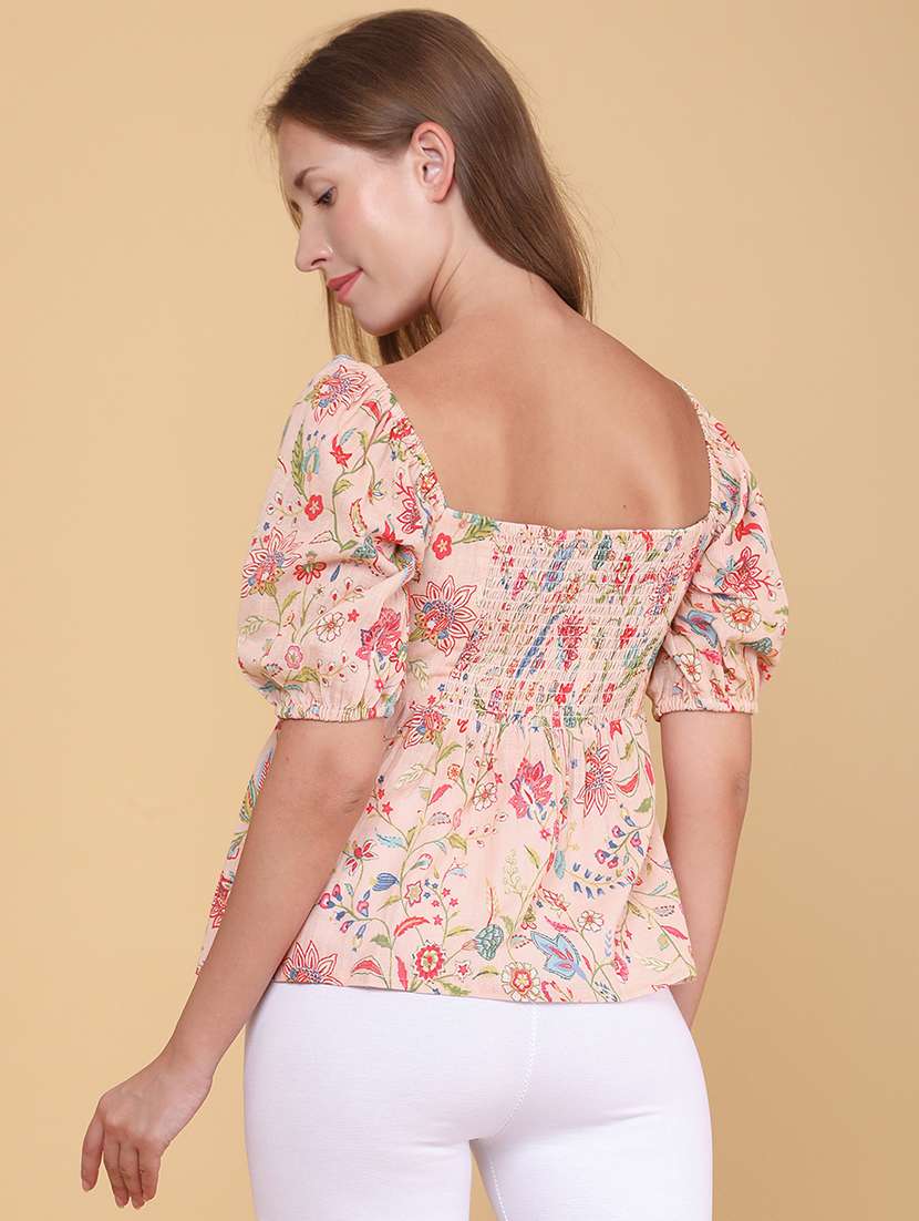 women printed short sleeves a-line top - 22185404 -  Standard Image - 4