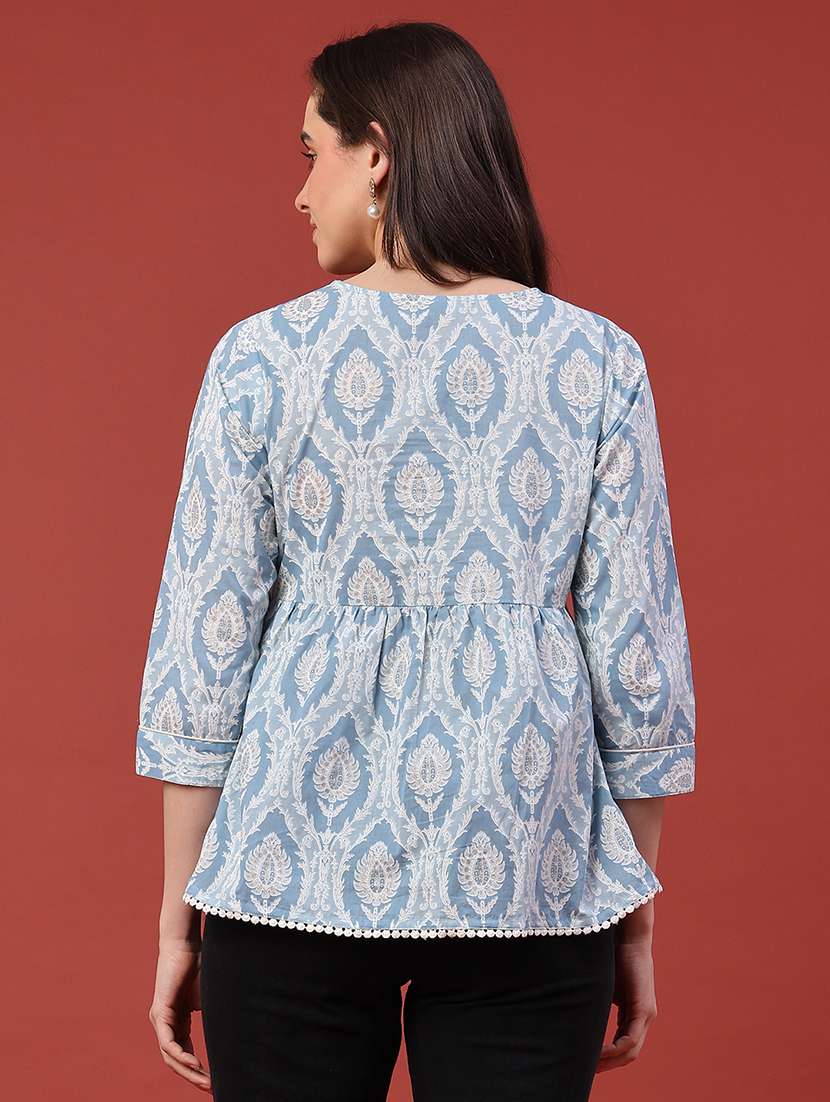 women printed v neck flared tunic - 22185466 -  Standard Image - 4