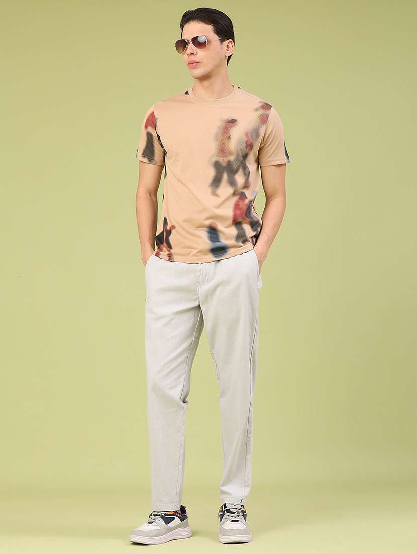 men solid mid rise regular fit casual trouser - 22185467 -  Standard Image - 4
