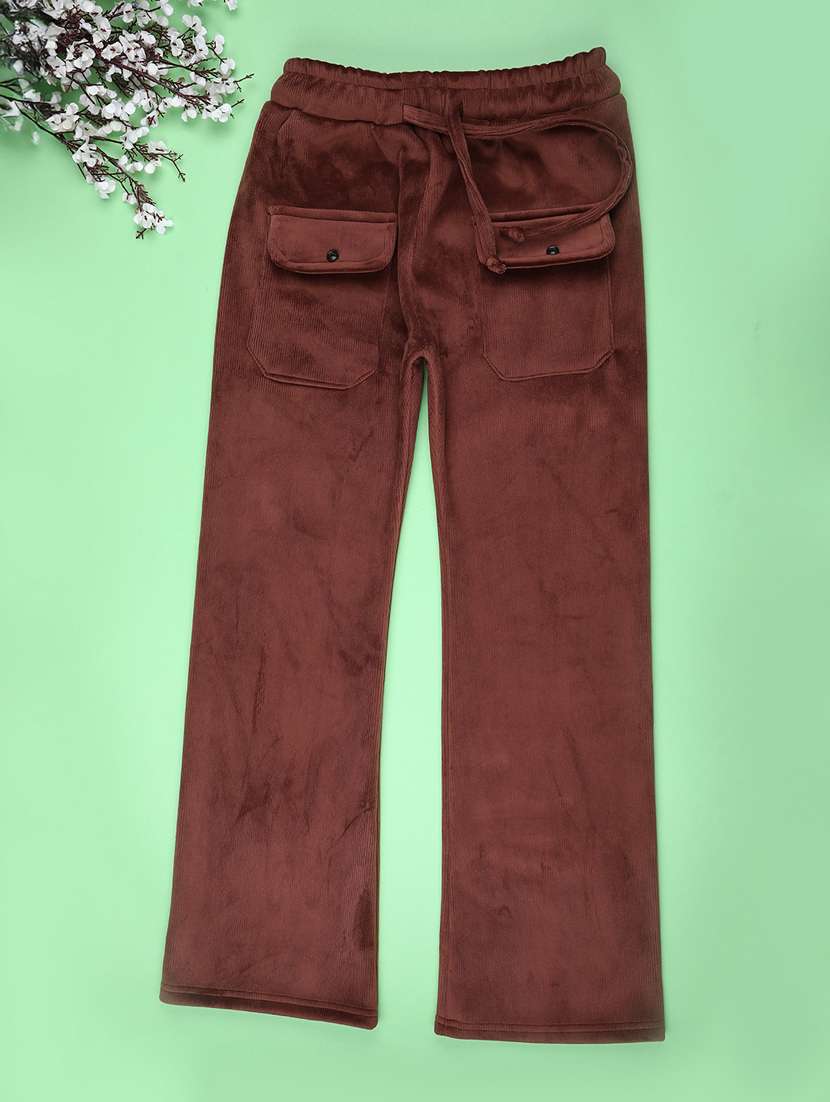 girls solid mid rise nightwear pyjama