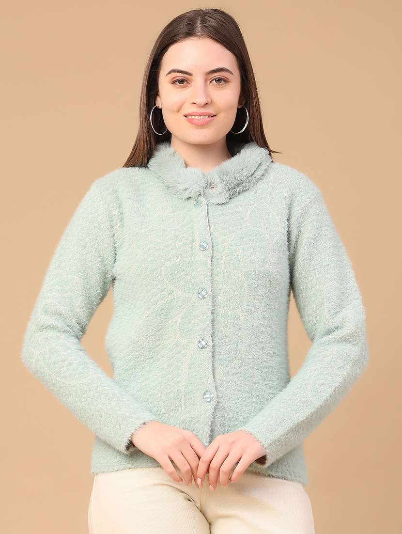 women self design long sleeve cardigan - 22185494 -  Standard Image - 1