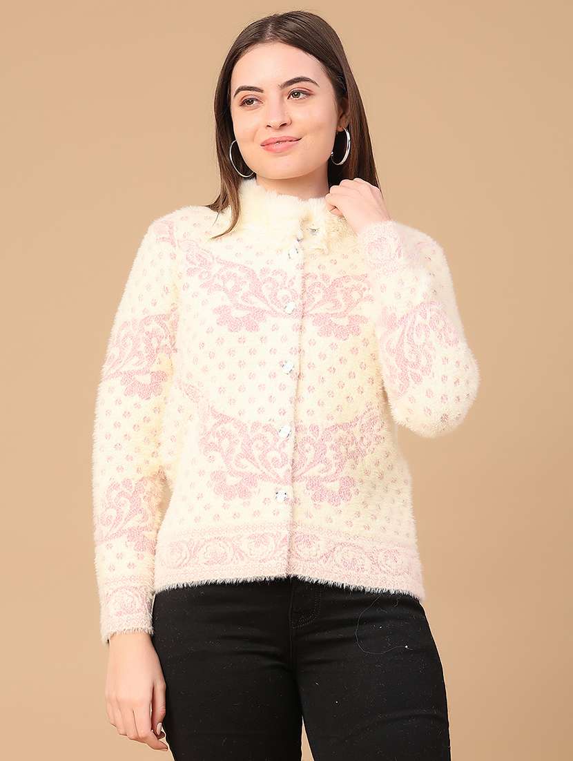 women self design long sleeve cardigan - 22185497 -  Standard Image - 1