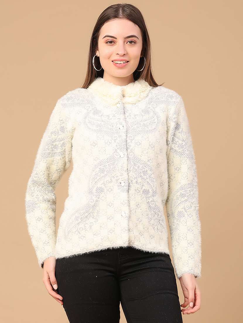 women self design long sleeve cardigan - 22185498 -  Standard Image - 1