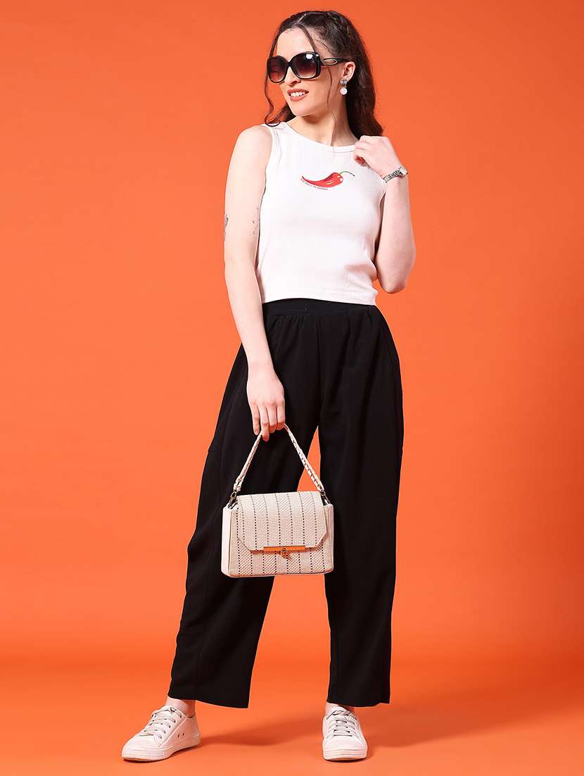 women printed sleeveless crop t-shirt - 22185541 -  Standard Image - 4