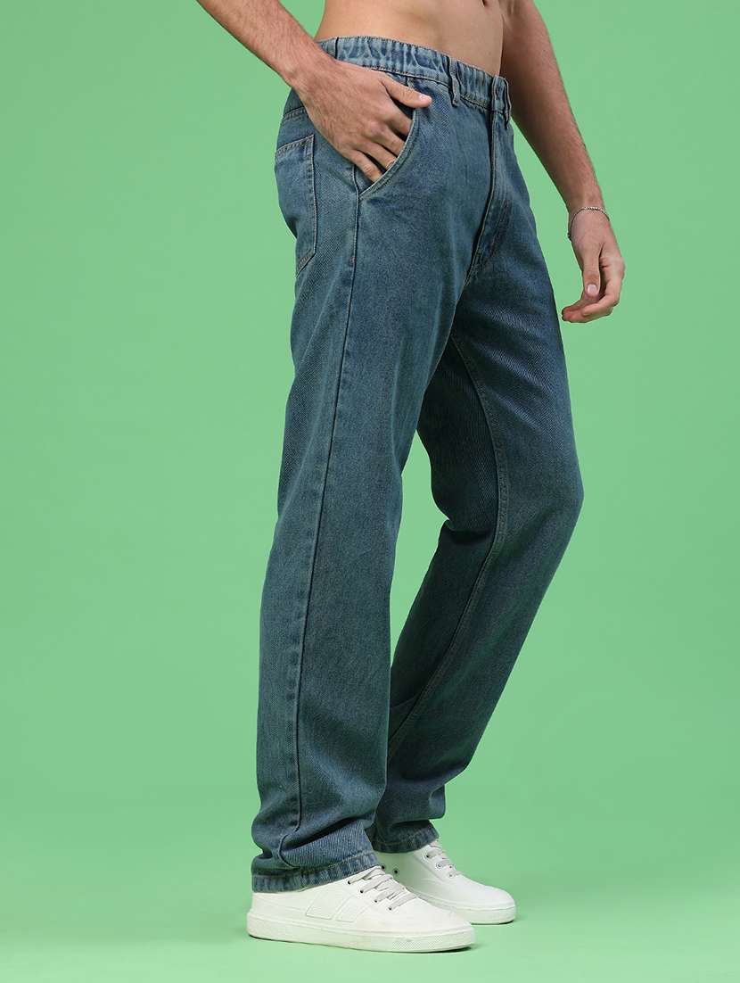 men plain mid rise full length straight jeans - 22185550 -  Standard Image - 1