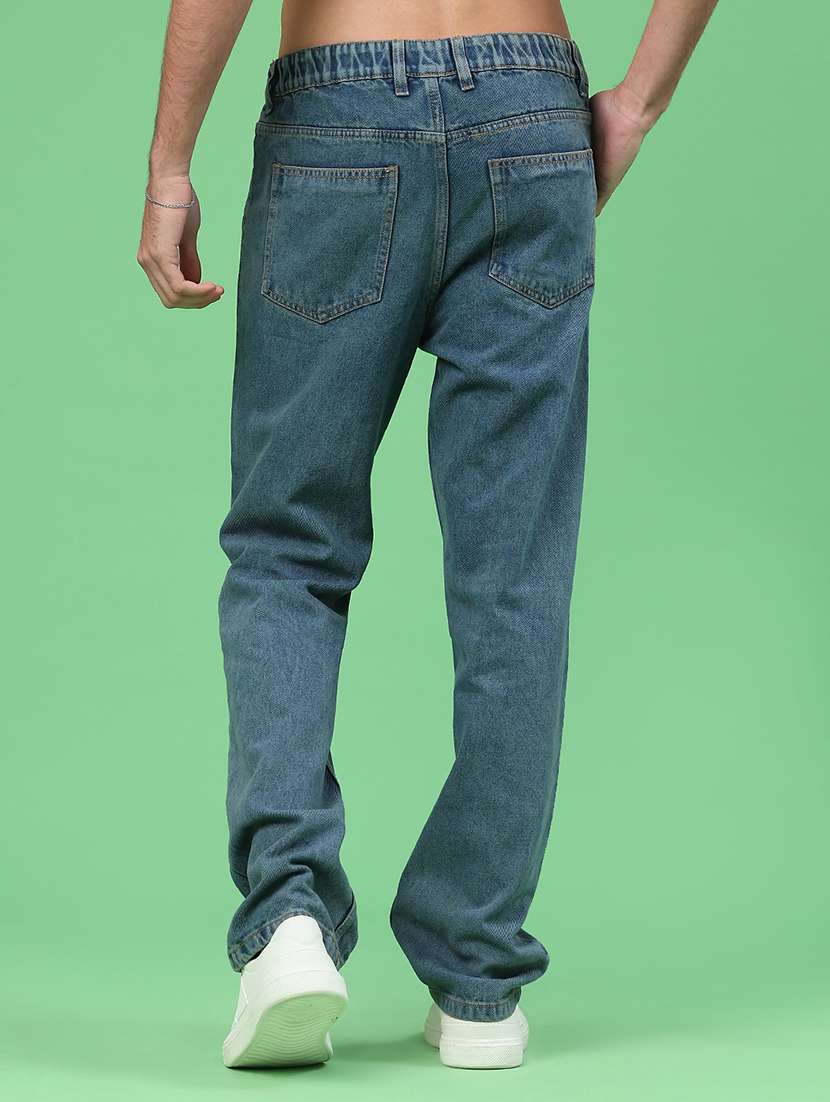 men plain mid rise full length straight jeans - 22185550 -  Standard Image - 4