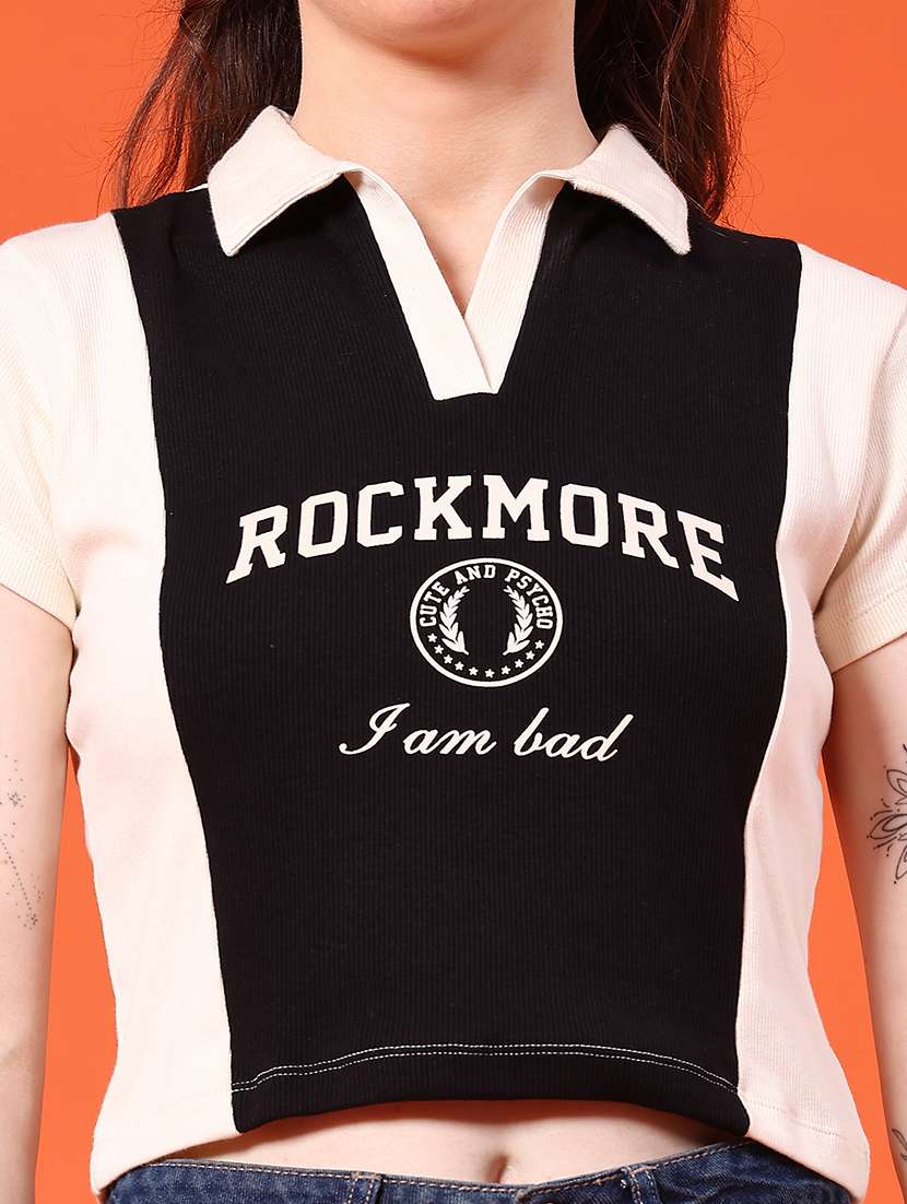 women printed short sleeve crop t-shirt - 22185558 -  Standard Image - 1