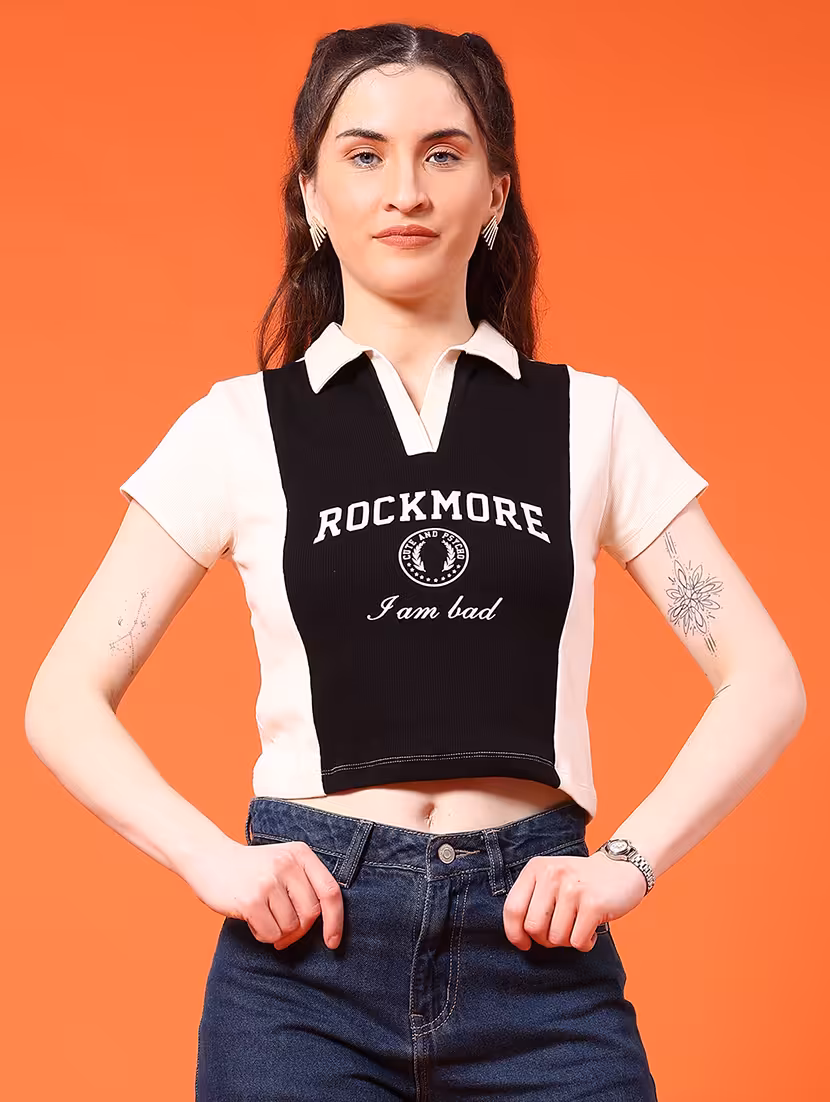 women printed short sleeve crop t-shirt - 22185558 -  Standard Image - 1