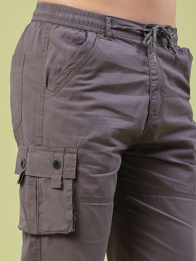 men solid mid rise three fourth cargo shorts - 22185573 -  Standard Image - 1