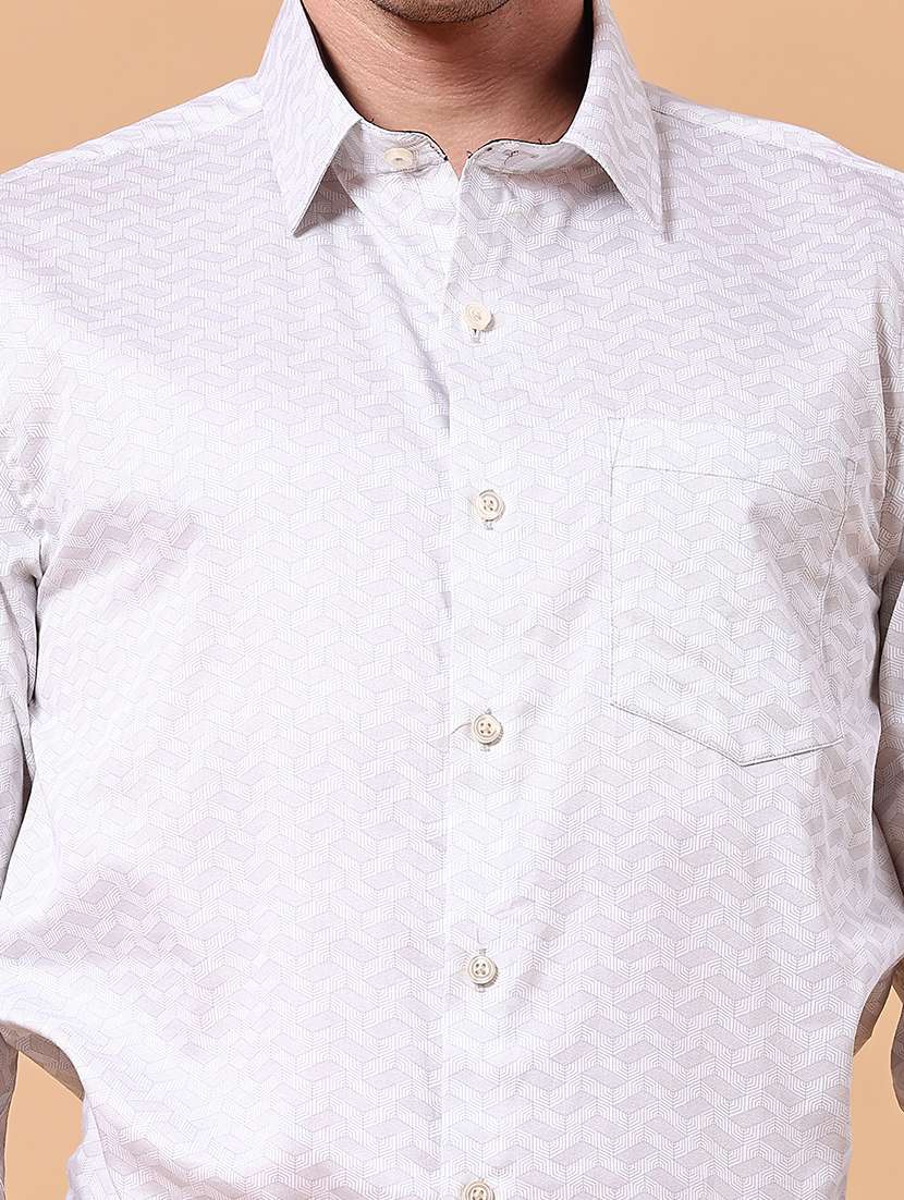 men printed long sleeve slim fit formal shirt - 22185583 -  Standard Image - 1