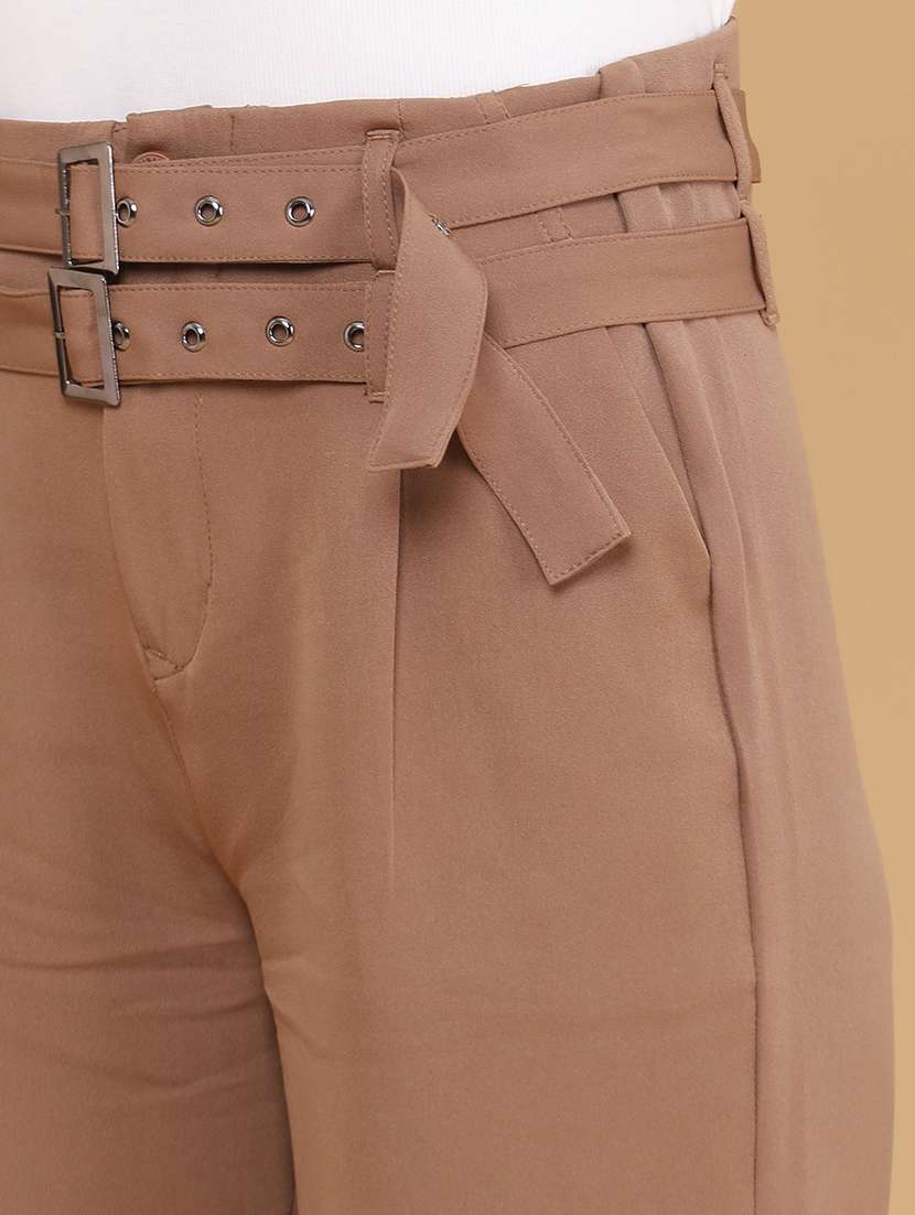 women solid mid rise wide leg trouser - 22185590 -  Standard Image - 1