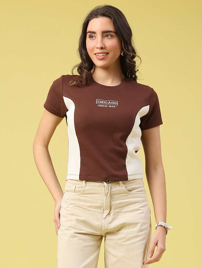 women printed short sleeve crop t-shirt - 22185592 -  Standard Image - 1