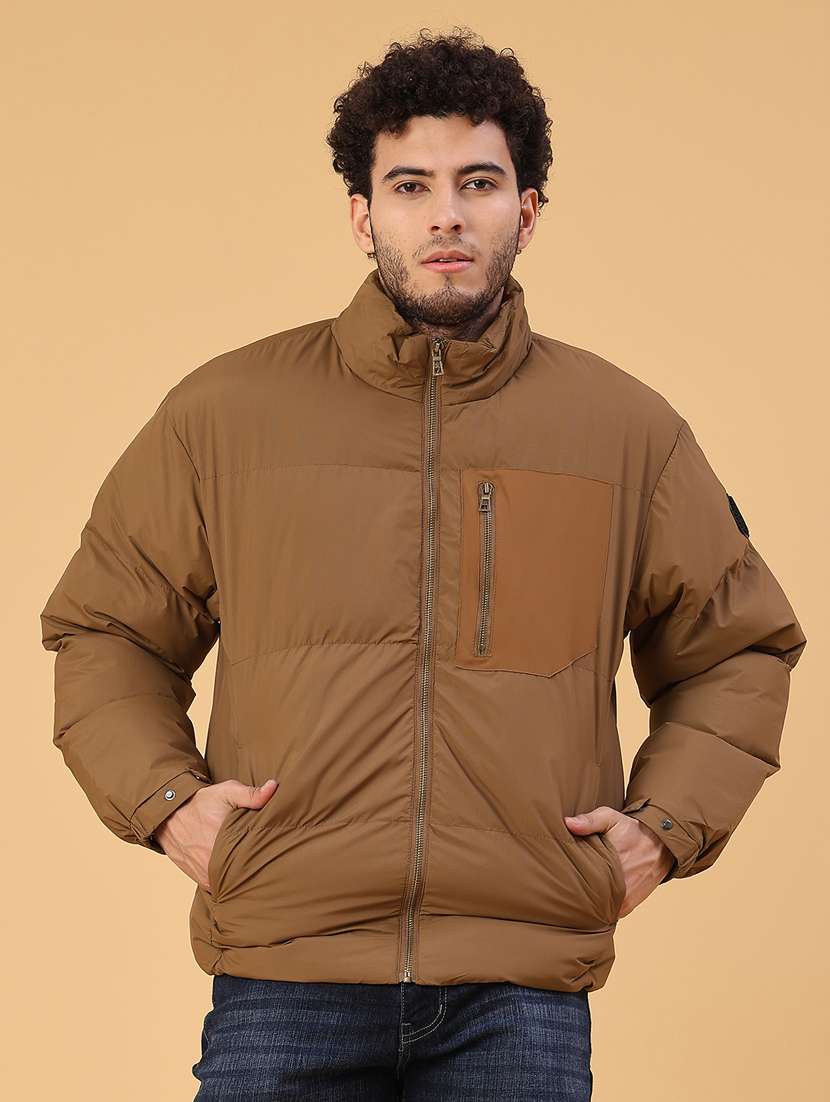 men solid long sleeve puffer jacket - 22185594 -  Standard Image - 1