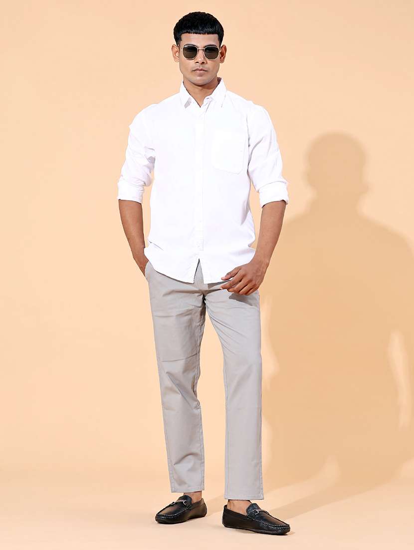 men grey cotton chinos casual trouser - 22185596 -  Standard Image - 4