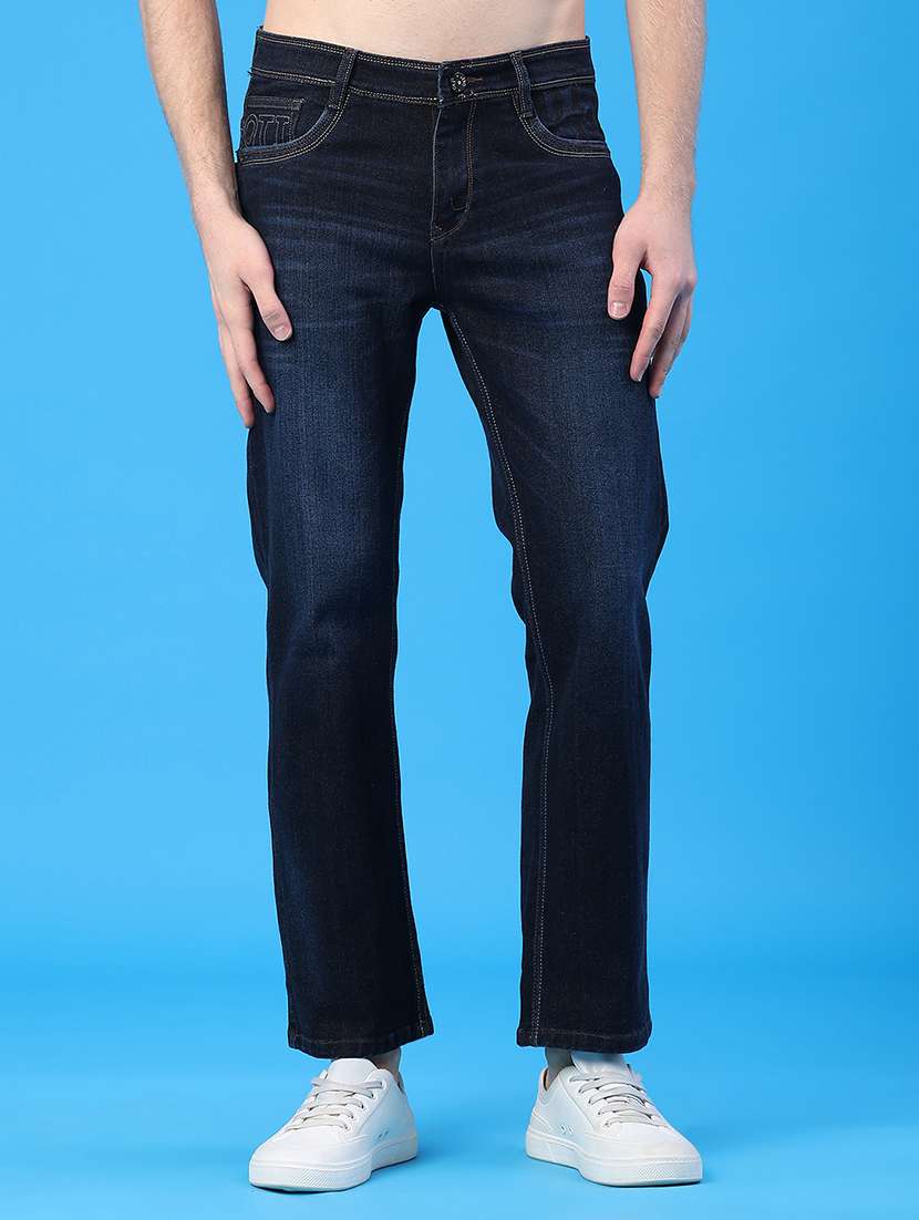 Men Washed Mid Rise Full Length Straight Fit Jeans - 22185603 -  Standard Image - 1