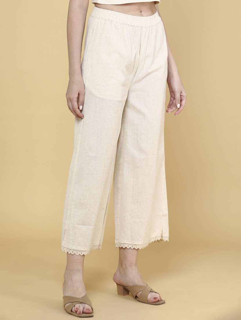 women solid mid rise palazzo