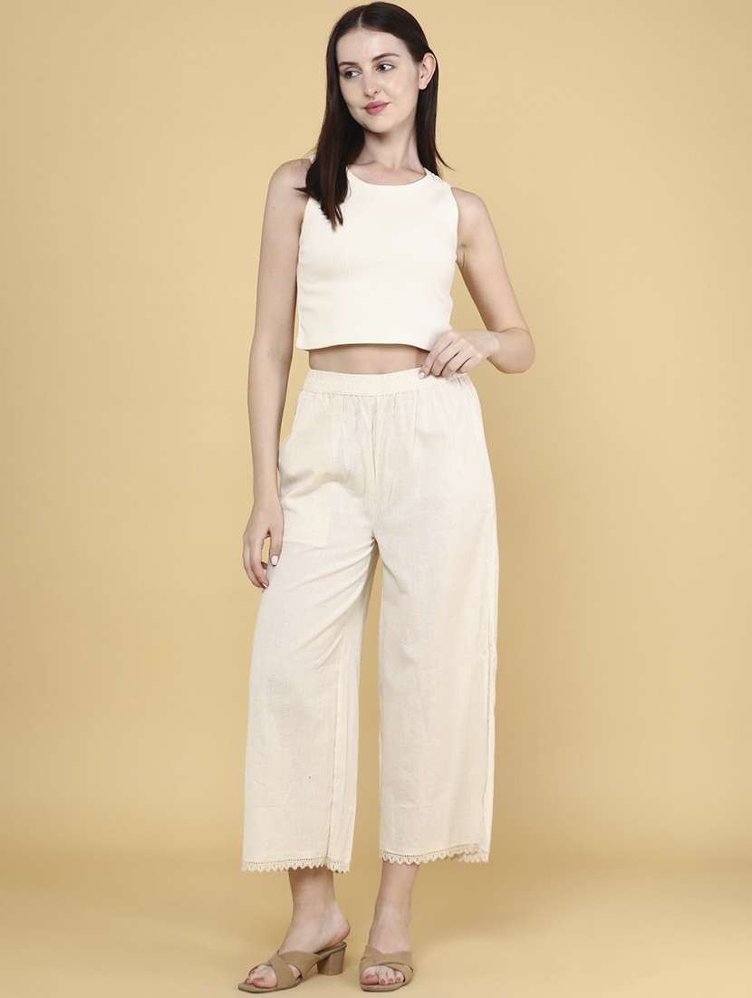 women solid mid rise palazzo - 22185646 -  Standard Image - 4