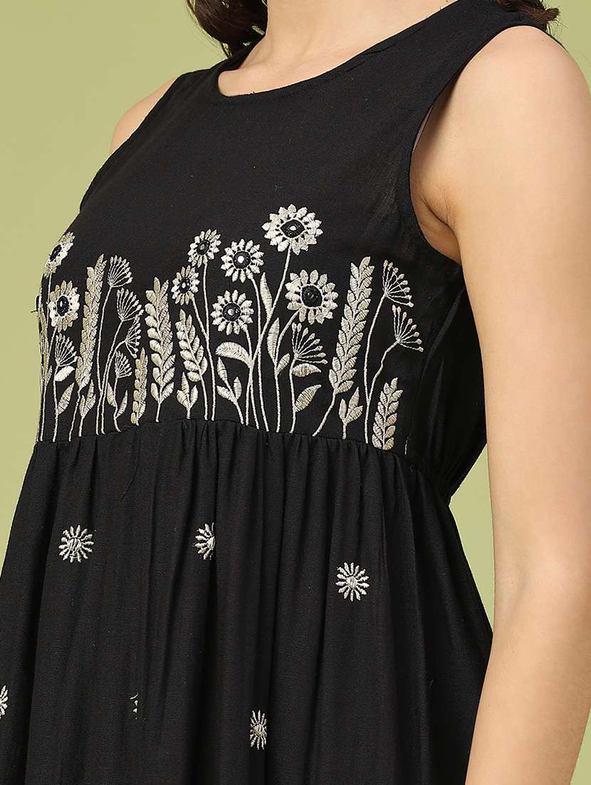 women solid with work sleeveless ethnic dress - 22185656 -  Standard Image - 1