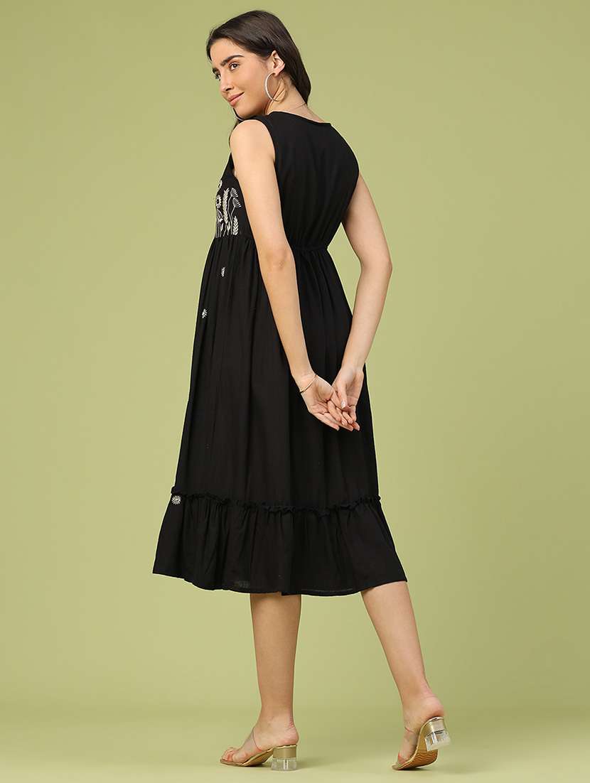 women solid with work sleeveless ethnic dress - 22185656 -  Standard Image - 4