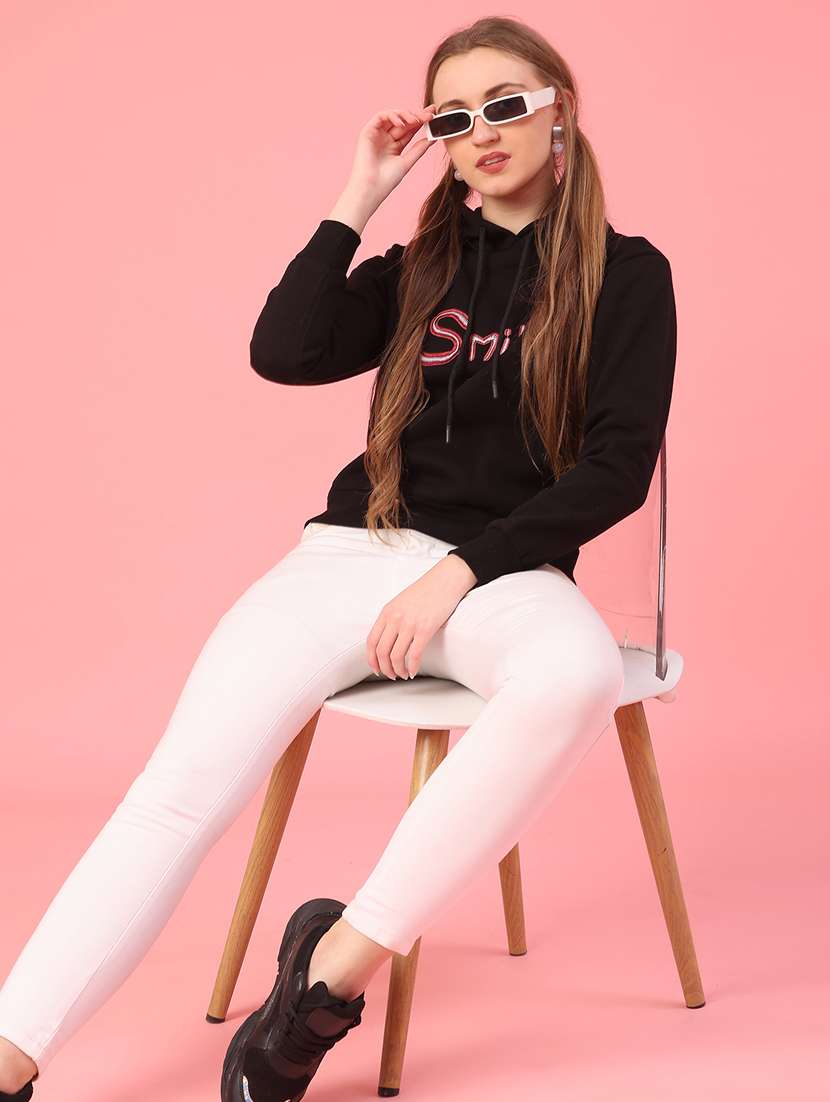 women embroidered long sleeve hooded sweatshirt - 22185664 -  Standard Image - 4