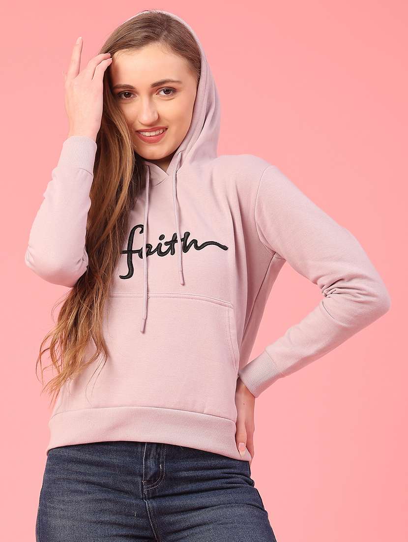 women embroidered long sleeve hooded sweatshirt - 22185665 -  Standard Image - 1