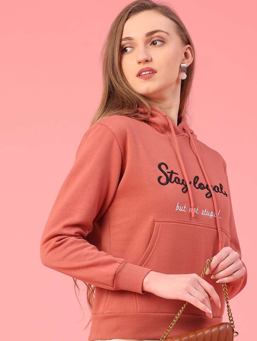 women embroidered long sleeve hooded sweatshirt - 22185668 -  Standard Image - 1