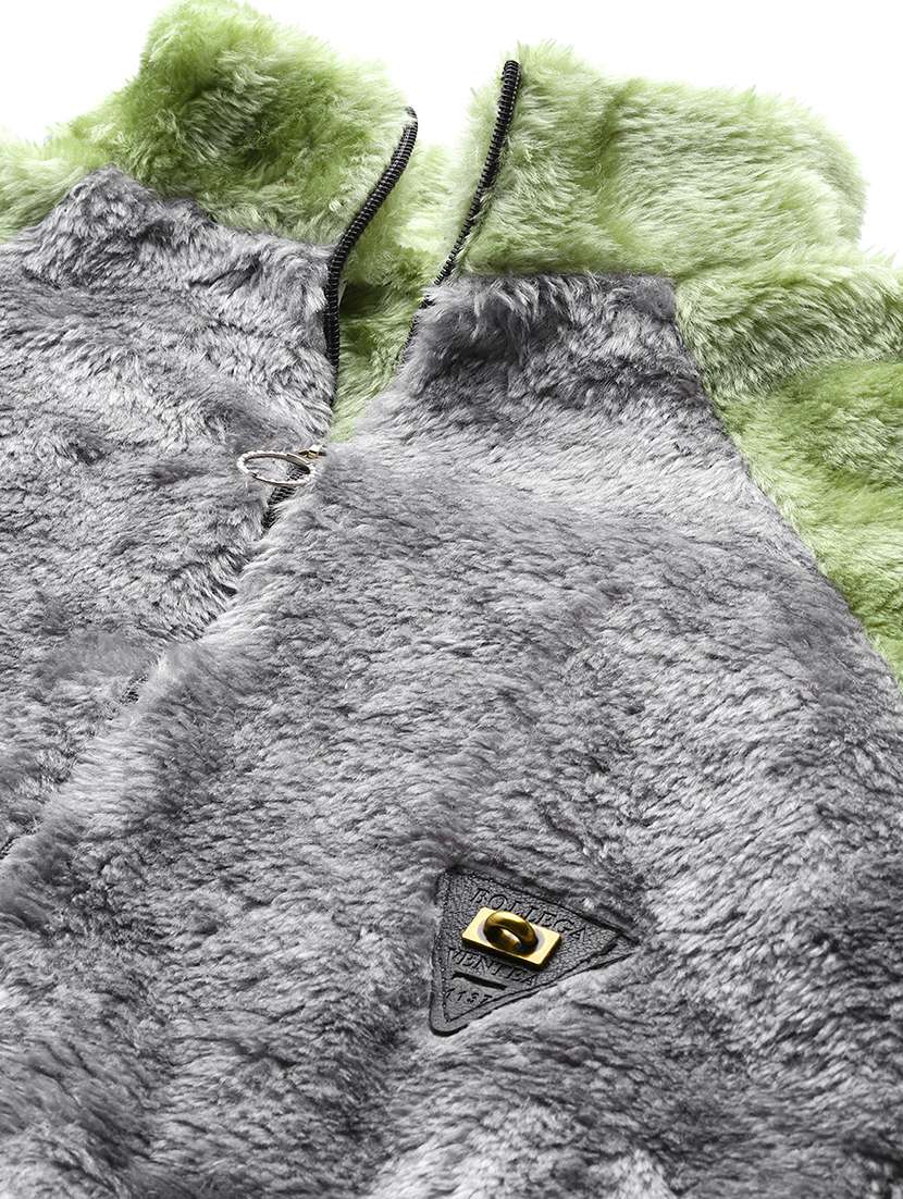 women color blocked long sleeve faux fur jacket - 22186133 -  Standard Image - 4