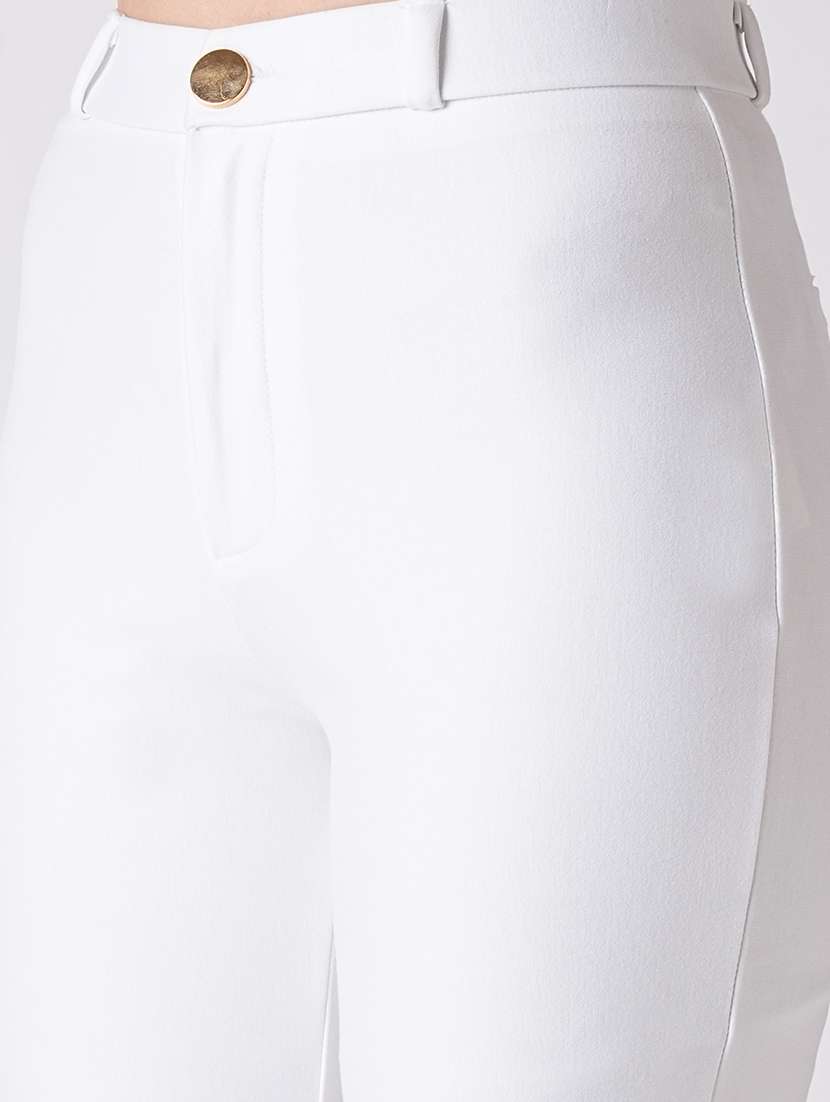 globus women white slim fit treggings - 22186168 -  Standard Image - 4