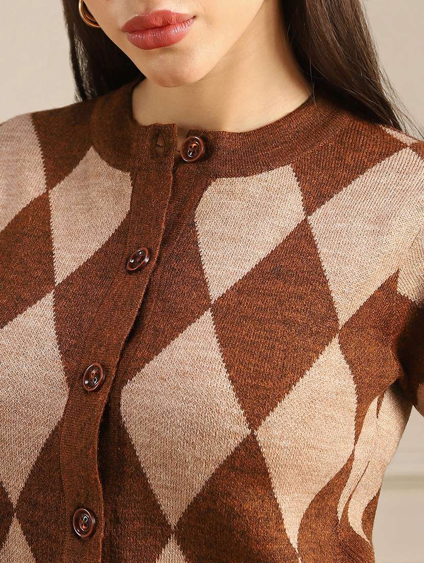 women printed short sleeve crop cardigan - 22186169 -  Standard Image - 4