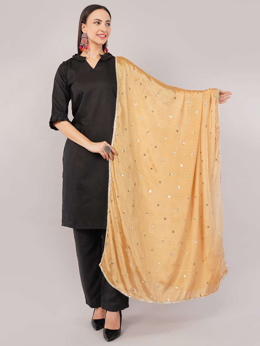 women solid with sequin work dupatta 