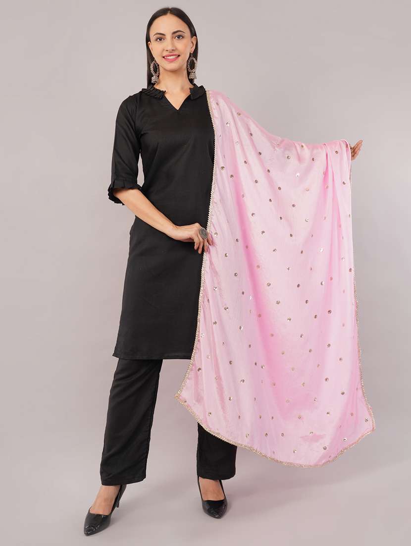 women solid with sequin work dupatta 