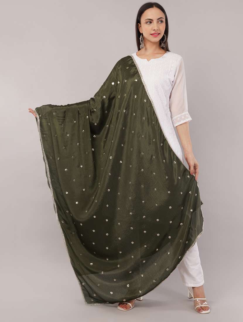 women solid with sequin work dupatta  - 22186174 -  Standard Image - 1