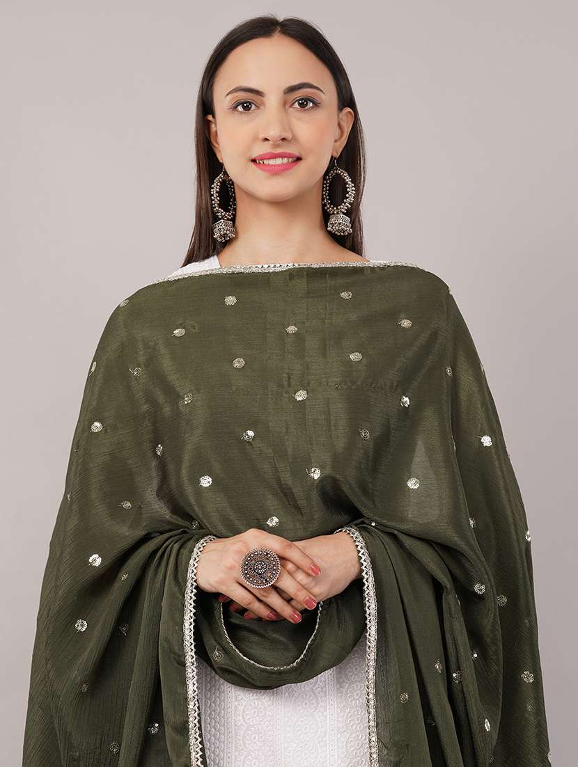 women solid with sequin work dupatta  - 22186174 -  Standard Image - 4