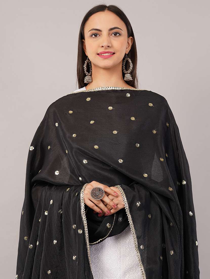 women solid with sequin work dupatta  - 22186175 -  Standard Image - 4