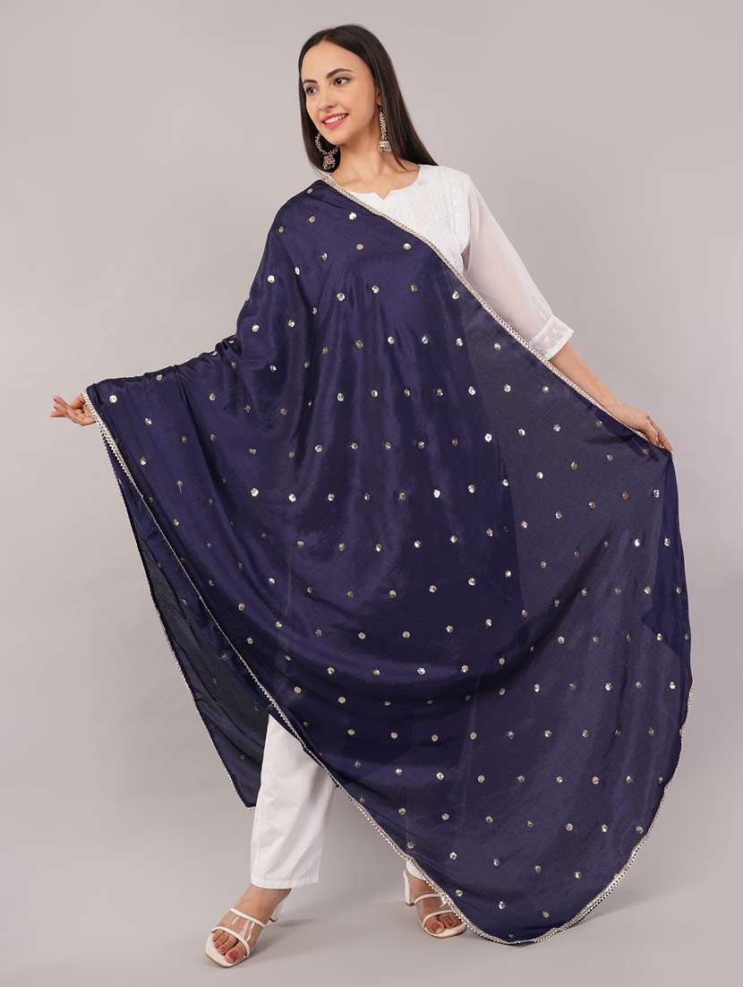 women solid with sequin work dupatta  - 22186180 -  Standard Image - 1