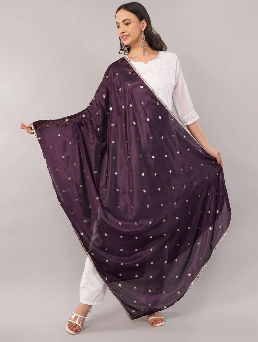 women solid with sequin work dupatta  - 22186181 -  Standard Image - 1