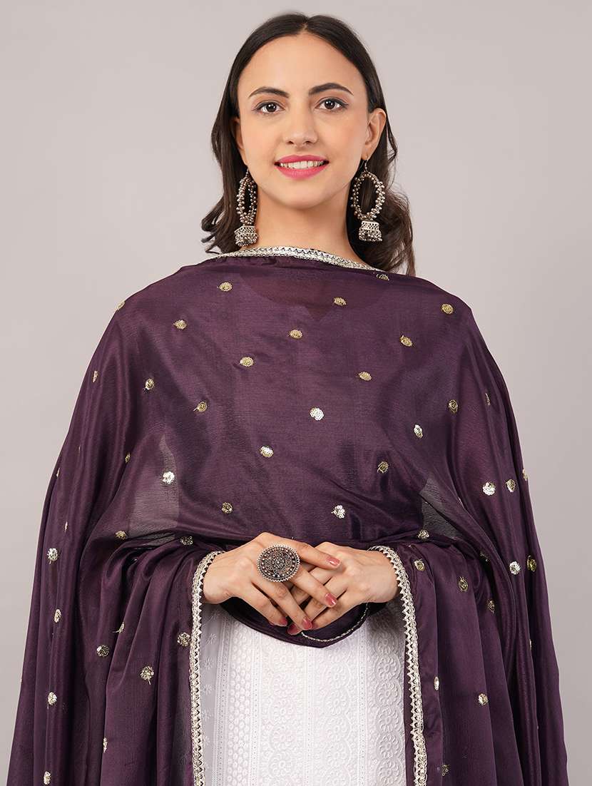 women solid with sequin work dupatta  - 22186181 -  Standard Image - 4
