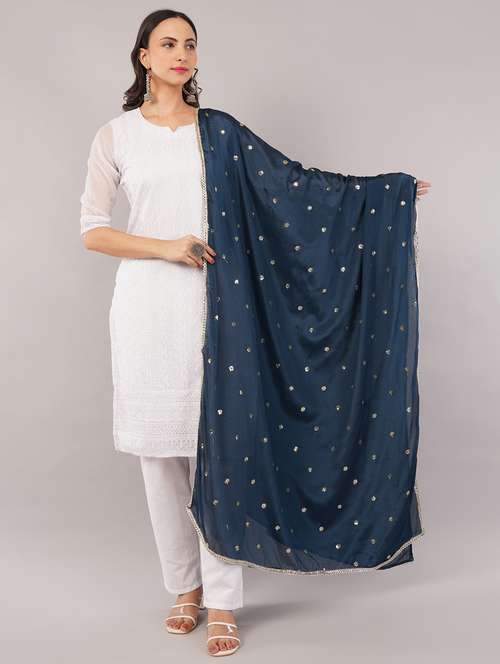 women solid with sequin work dupatta  - 22186182 -  Standard Image - 0