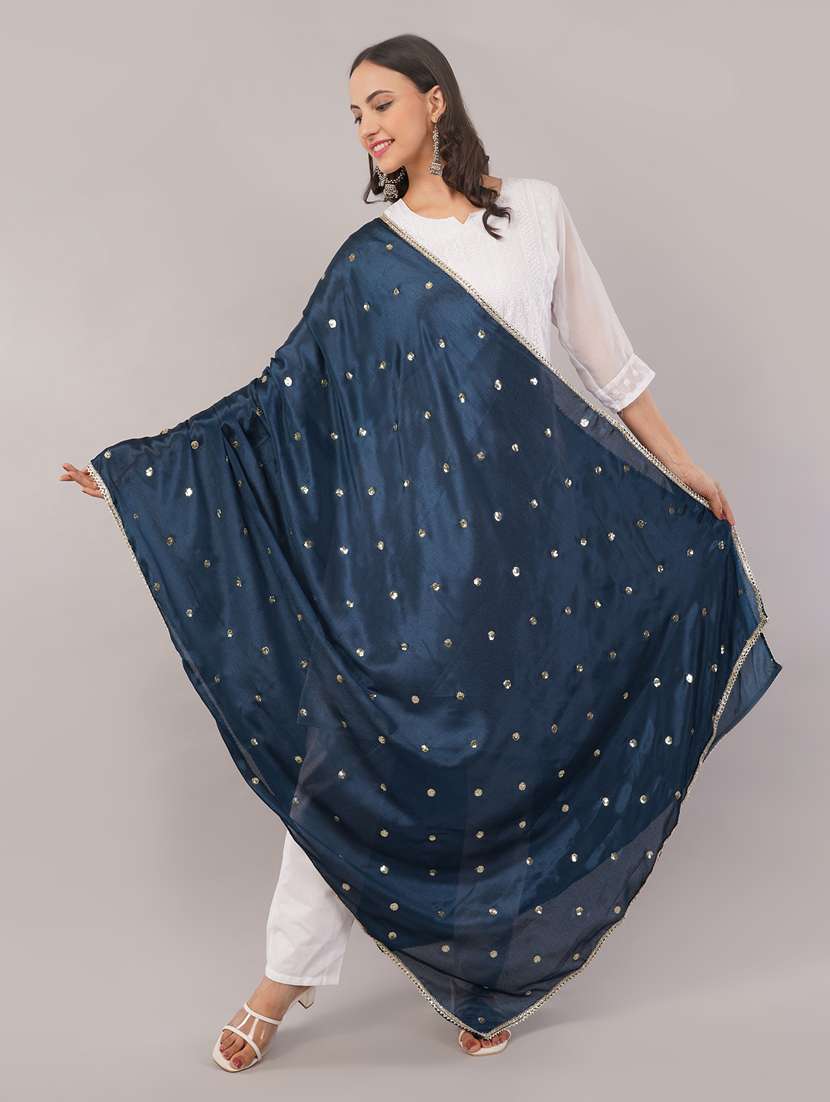 women solid with sequin work dupatta  - 22186182 -  Standard Image - 1