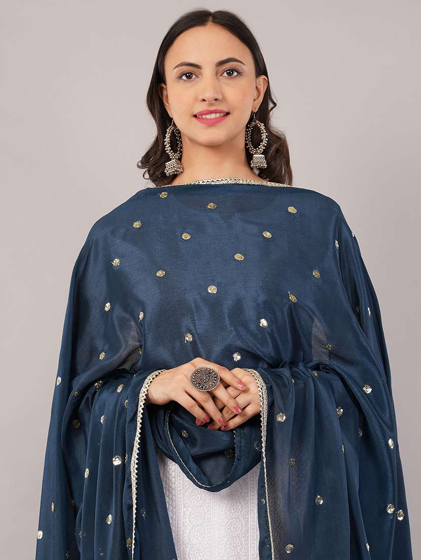 women solid with sequin work dupatta  - 22186182 -  Standard Image - 4